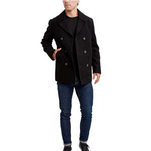 NWT Nautica Men's Classic Double Breasted Peacoat Black Size XXL $200 8C010